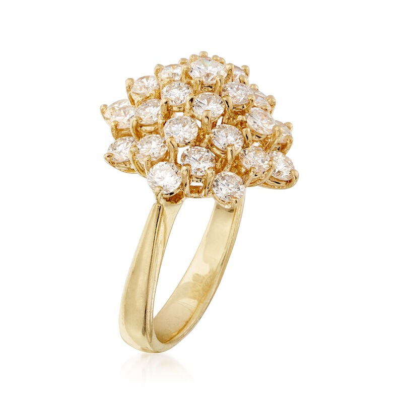 C. 1990 Vintage 2.55 ct. t.w. Diamond Cluster Ring in 18kt Yellow Gold image number 2
