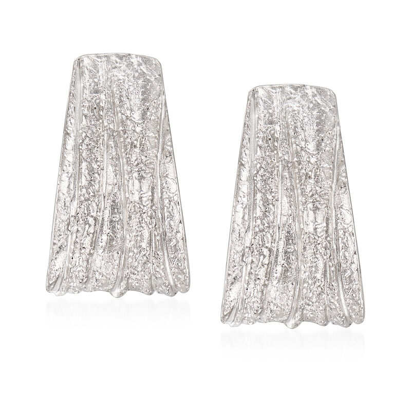 Charles Garnier &quot;Constellation&quot; Sterling Silver Pleated J-Hoop Earrings image number 0