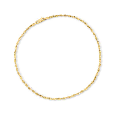 2mm 10kt Yellow Gold Rope-Chain Anklet