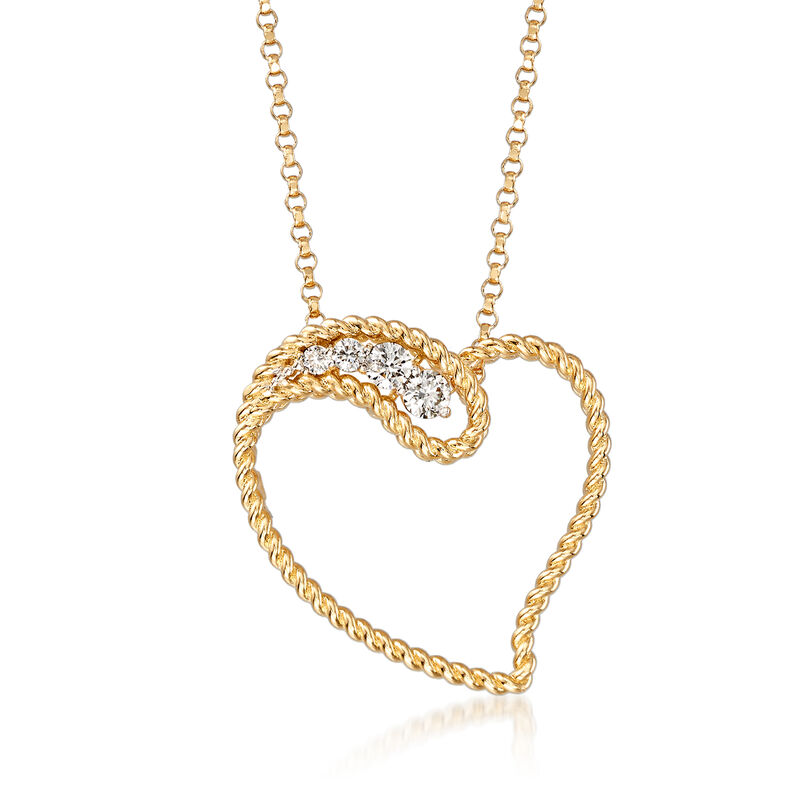 Roberto Coin &quot;Barocco&quot; .12 ct. t.w. Diamond Heart Pendant Necklace in 18kt Yellow Gold image number 0