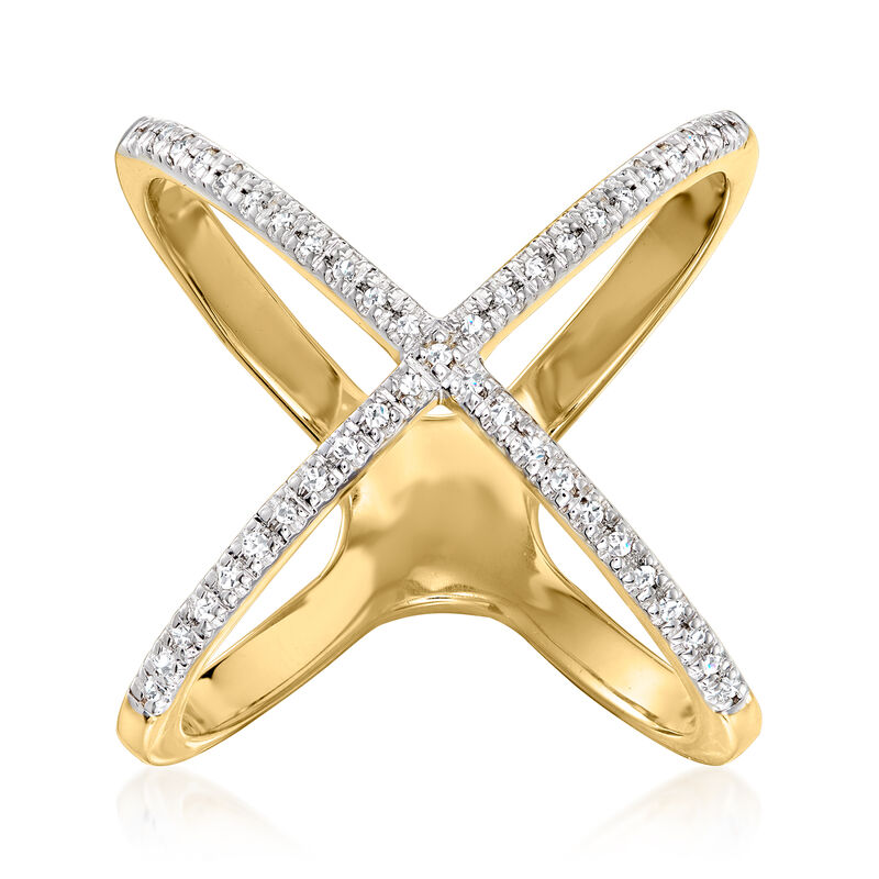 .14 ct. t.w. Diamond Crisscross Ring in 14kt Gold Over Sterling image number 0