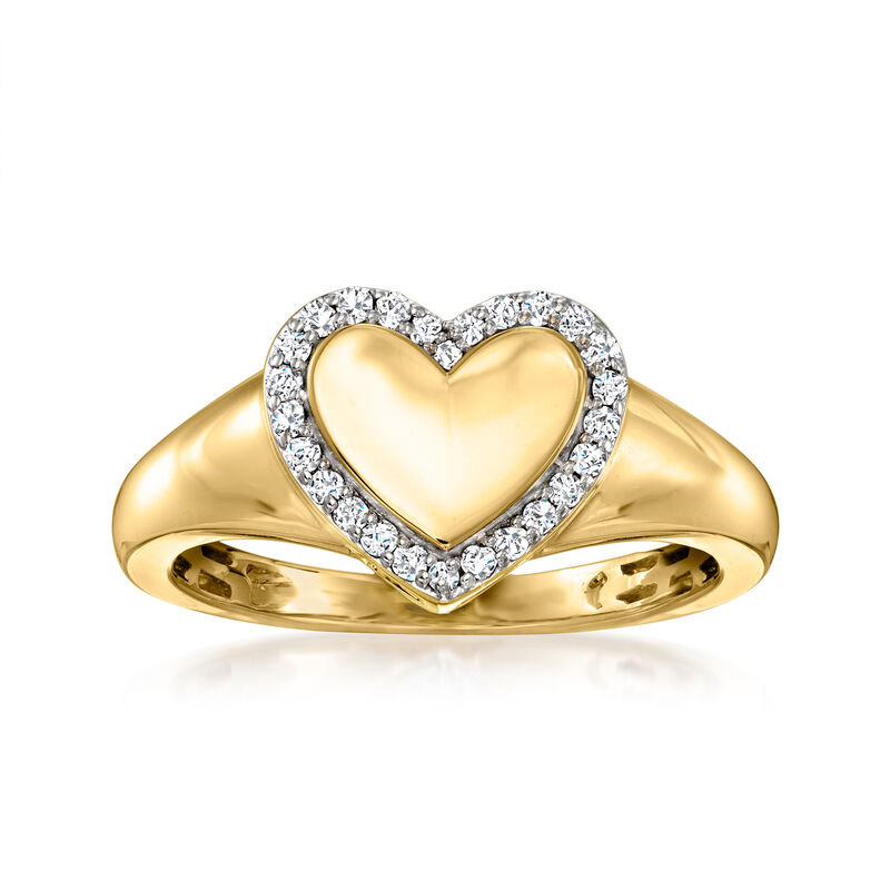 .15 ct. t.w. Diamond Heart Signet Ring in 14kt Yellow Gold image number 0