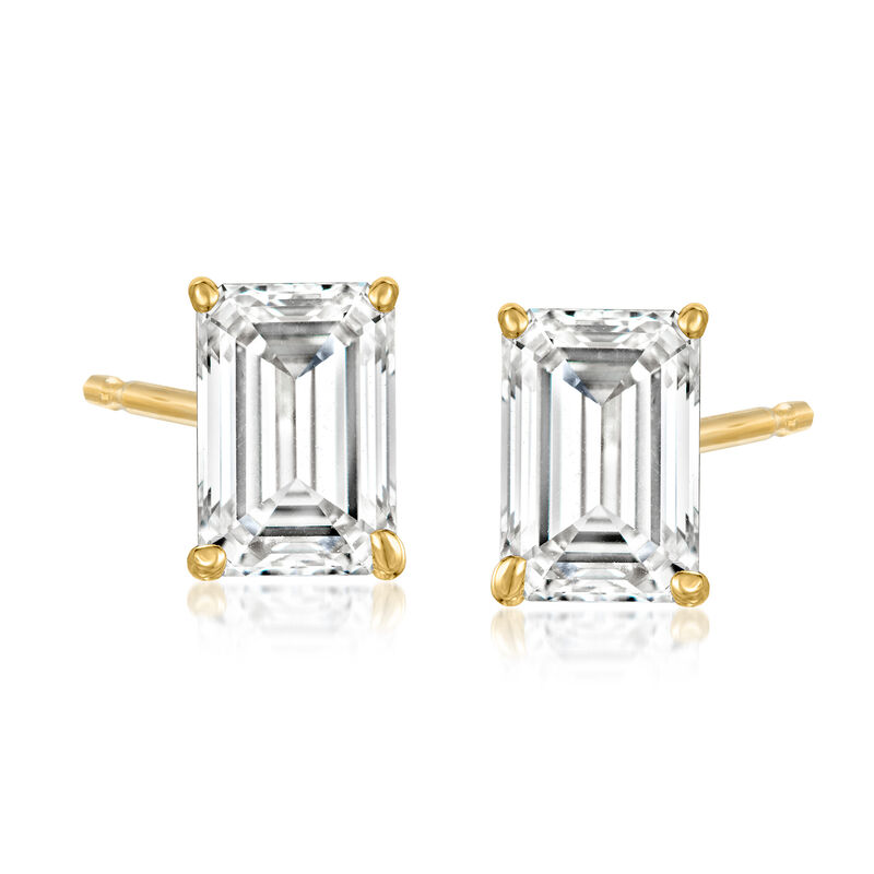 2.00 ct. t.w. Emerald-Cut Lab-Grown Diamond Stud Earrings in 14kt Yellow Gold  image number 0