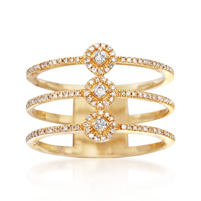 .25 ct. t.w. Diamond Three-Row Ring in 14kt Yellow Gold image number 0