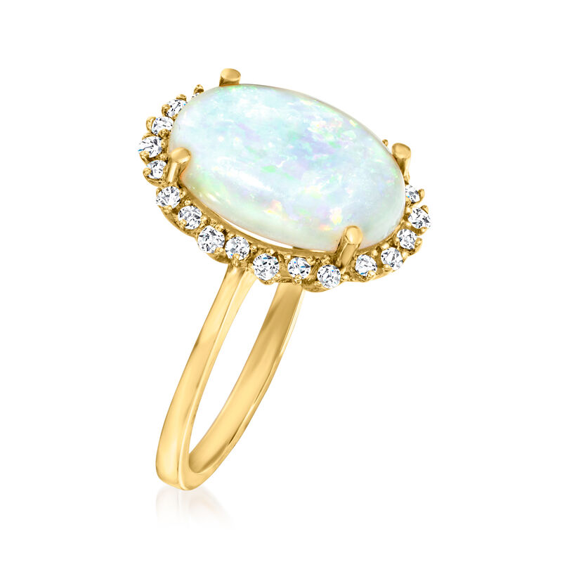 Opal and .30 ct. t.w. Diamond Ring in 14kt Yellow Gold image number 2