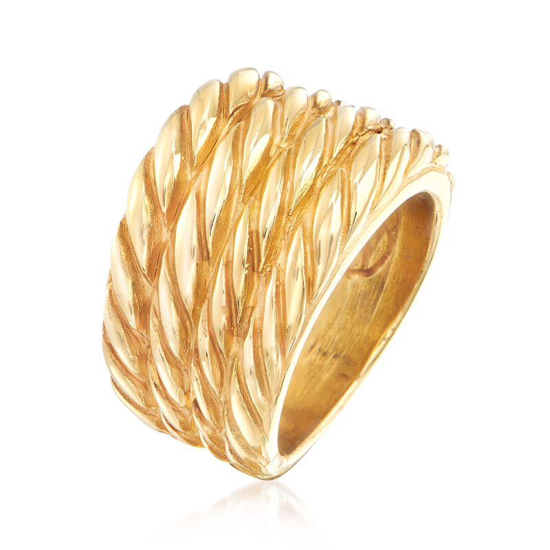 Italian 14kt Yellow Gold Four-Row Roped Ring image number 2