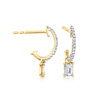 .12 ct. t.w. Diamond C-Hoop Drop Earrings in 14kt Yellow Gold .12 ct. t.w. Diamond C-Hoop Drop Earrings in 14kt Yellow Gold