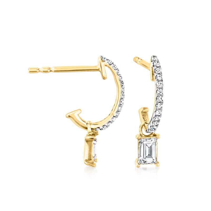 .12 ct. t.w. Diamond C-Hoop Drop Earrings in 14kt Yellow Gold. 1/2" image number 0