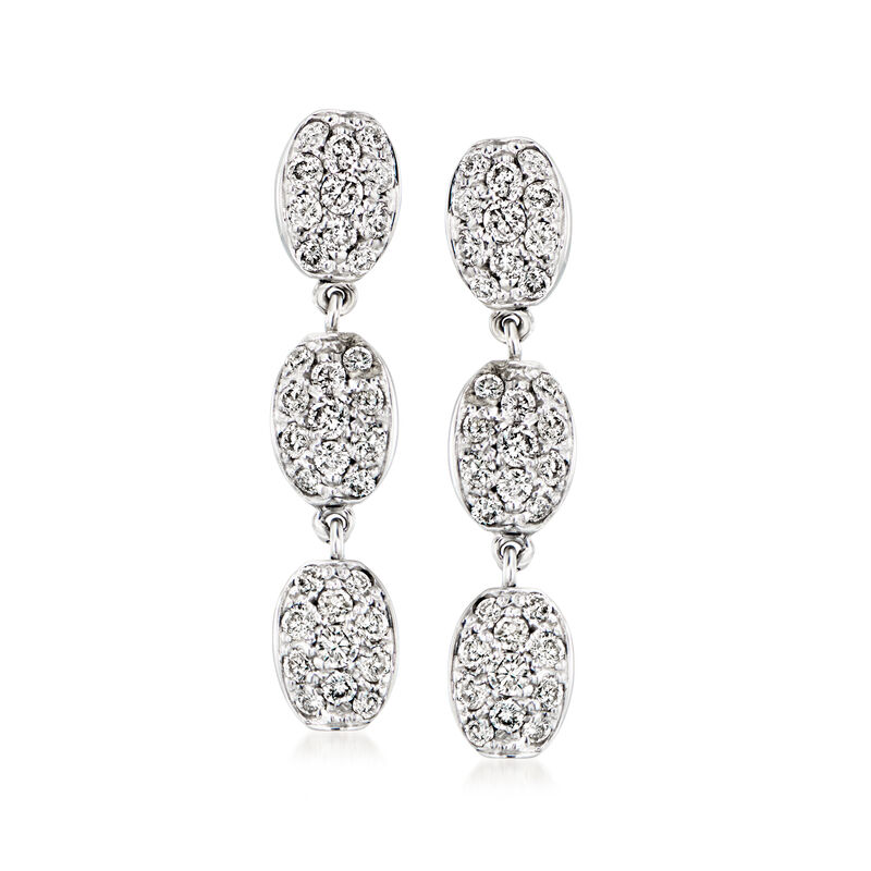 C. 1990 Vintage .66 ct. t.w. Diamond Drop Earrings in 14kt White Gold  image number 0