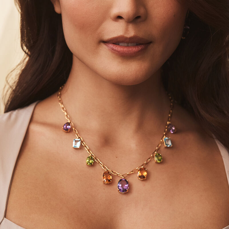 34.30 ct. t.w. Multi-Gemstone Drop Necklace in 18kt Gold Over Sterling. 18" image number 2