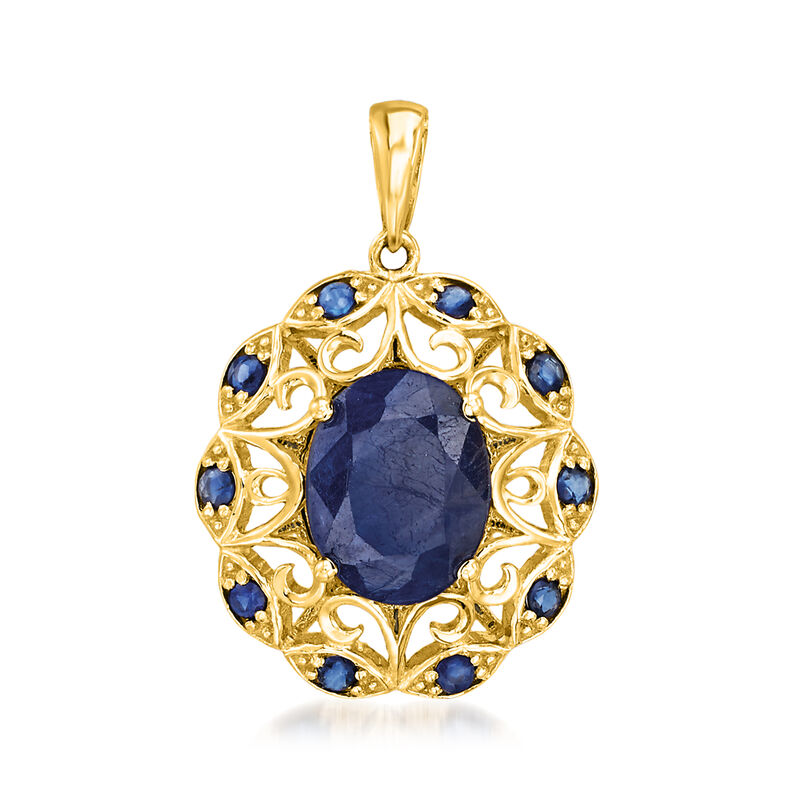 3.60 ct. t.w. Sapphire Openwork Pendant in 14kt Yellow Gold image number 0