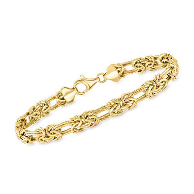 18kt Gold Over Sterling Byzantine and Double-Oval Link Bracelet