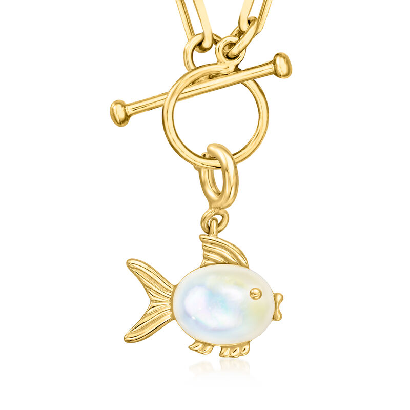 Mother-of-Pearl Fish Charm in 18kt Gold Over Sterling  image number 2