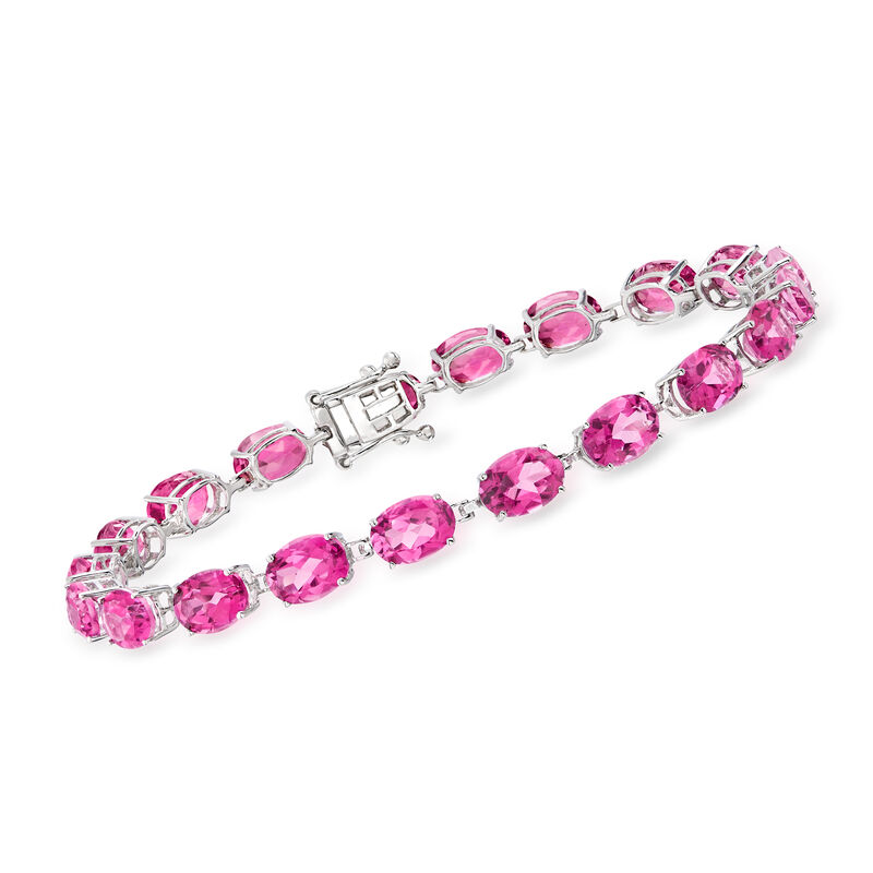 19.00 ct. t.w. Pink Topaz Bracelet in 14kt White Gold image number 0