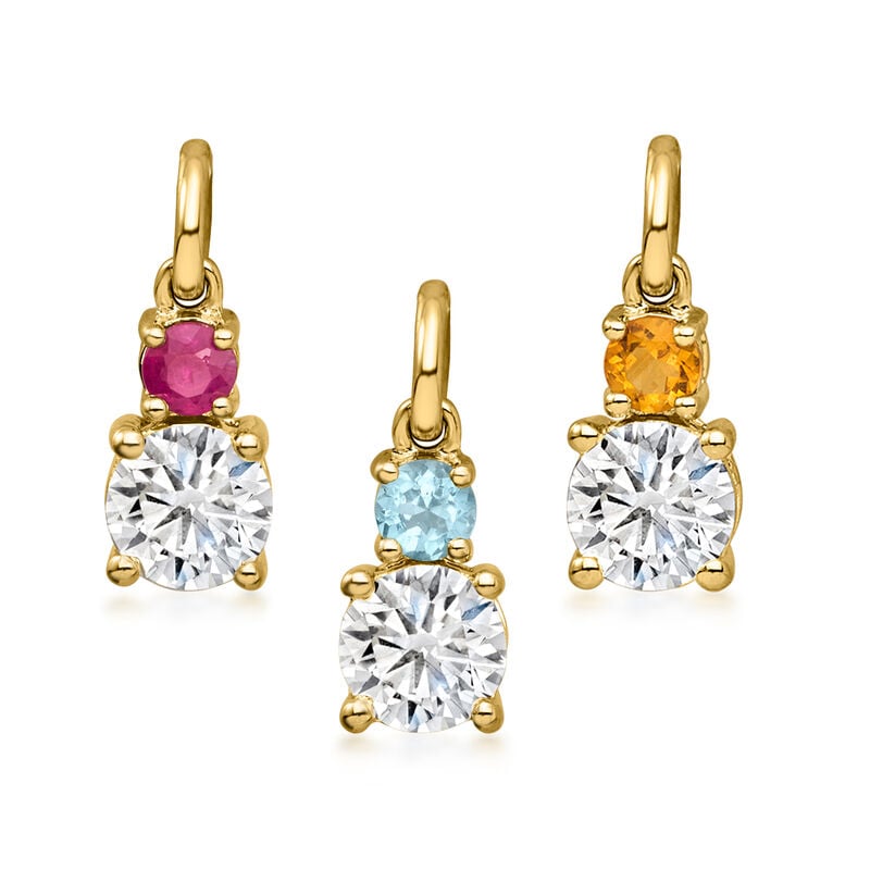 Birthstone and Lab-Grown Diamond Pendant Necklace in 10kt Yellow Gold image number 0