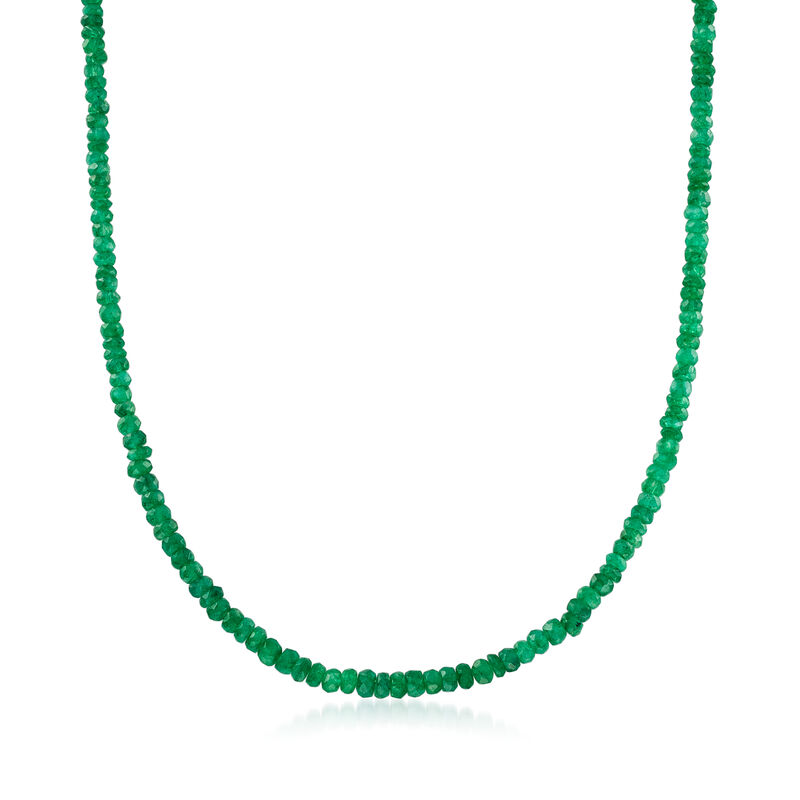 70.00 ct. t.w. Emerald Bead Necklace with 14kt Yellow Gold Magnetic Clasp image number 0