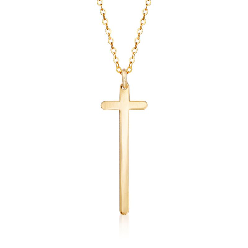 Italian 18kt Yellow Gold Cross Pendant Necklace. 18&quot; image number 1