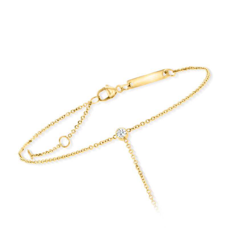 C. 2000 Vintage .10 ct. t.w. Diamond Hand Chain Bracelet in 14kt Yellow Gold. 6.5&quot; image number 3
