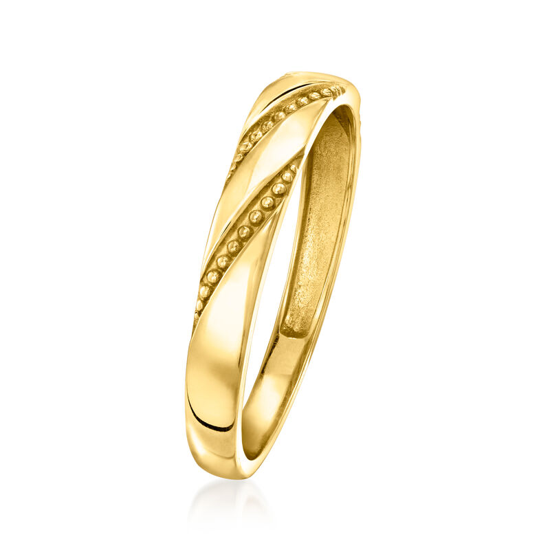 Italian 10kt Yellow Gold Beaded Stripe Ring image number 2