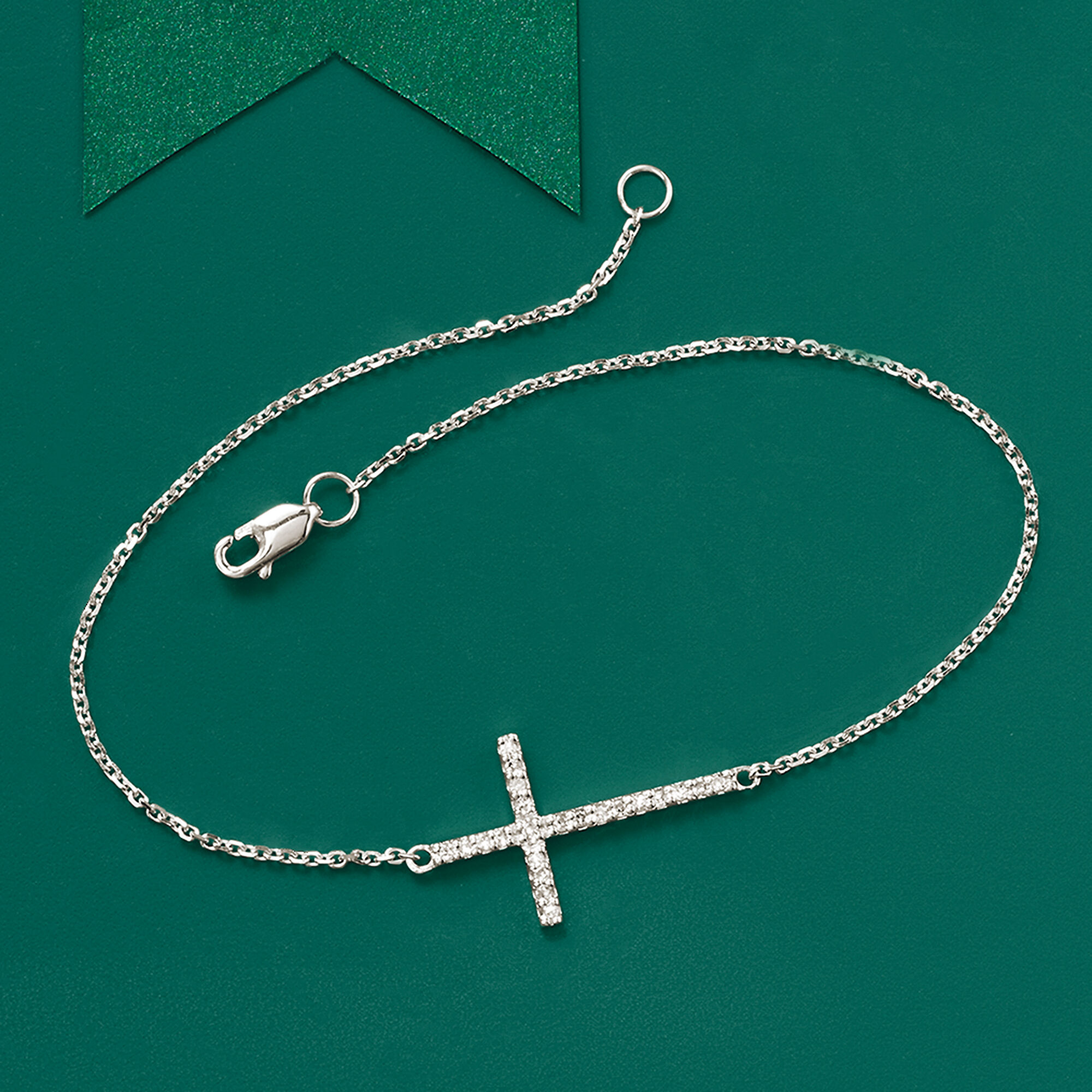 Diamond sideways cross bracelet top