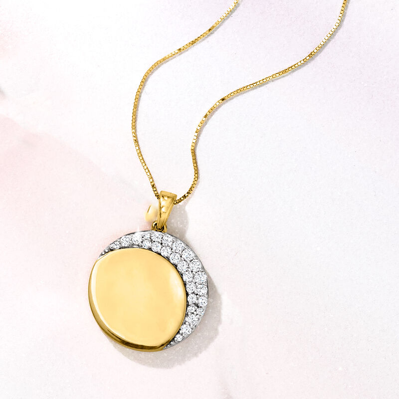 .50 ct. t.w. Diamond Crescent Moon Pendant Necklace in 18kt Yellow Gold image number 2