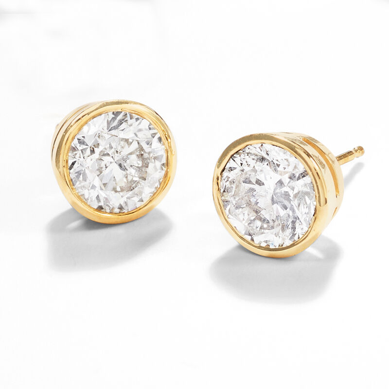 3.00 ct. t.w. Bezel-Set Diamond Stud Earrings in 14kt Yellow Gold image number 3