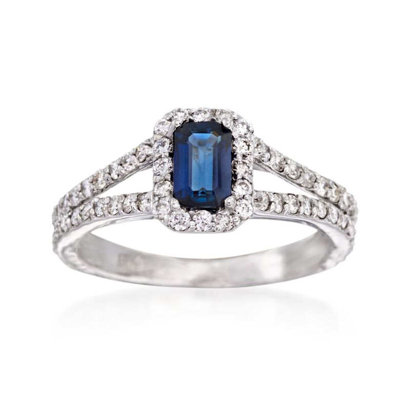 .70 Carat Sapphire and .65 ct. t.w. Diamond Ring in 14kt White Gold image number 0