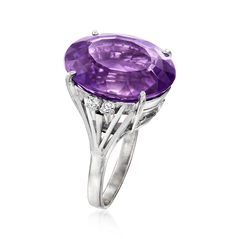 C. 2000 Vintage 13.82 Carat Amethyst Ring with .13 ct. t.w. Diamonds in Platinum image number 2