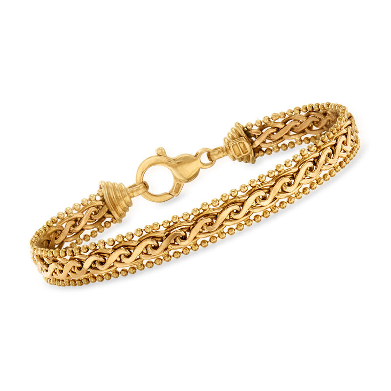 C. 1990 Vintage 14kt Yellow Gold S-Link and Beaded-Edge Bracelet  image number 0