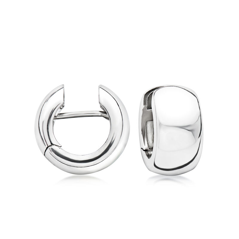Italian Sterling Silver Huggie Hoop Earrings. 3/8&quot; image number 0