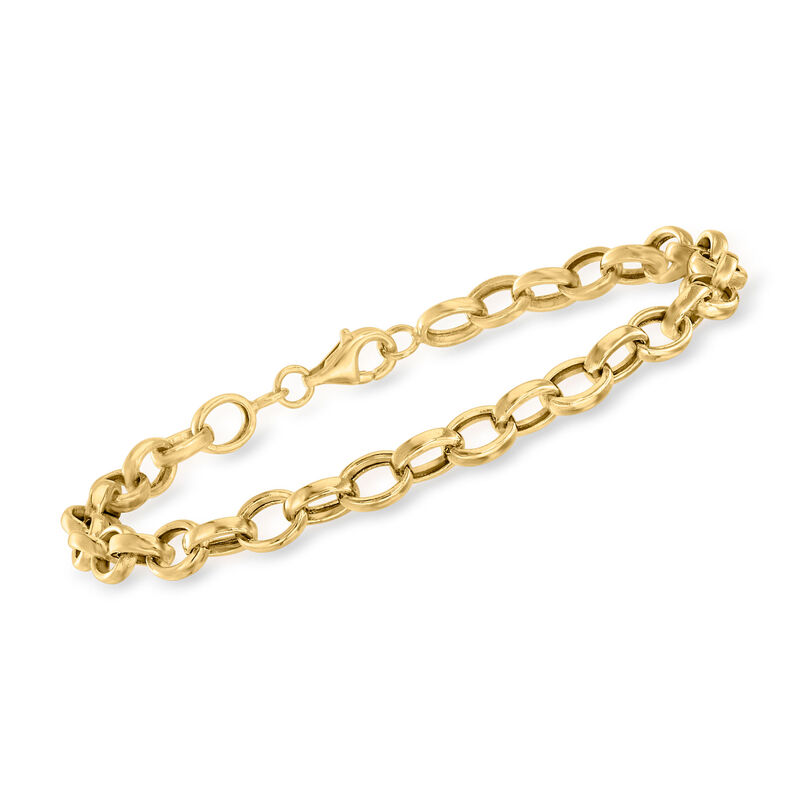 10kt Yellow Gold Cable-Link Bracelet. 7&quot; image number 0
