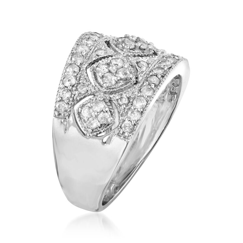 1.00 ct. t.w. Diamond Openwork Flower Ring in Sterling Silver image number 2