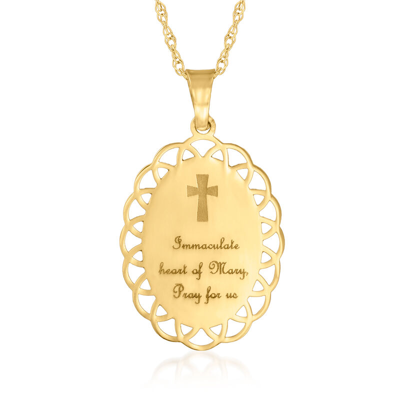 14kt Yellow Gold Immaculate Heart of Mary Pendant Necklace with Multicolored Enamel image number 2