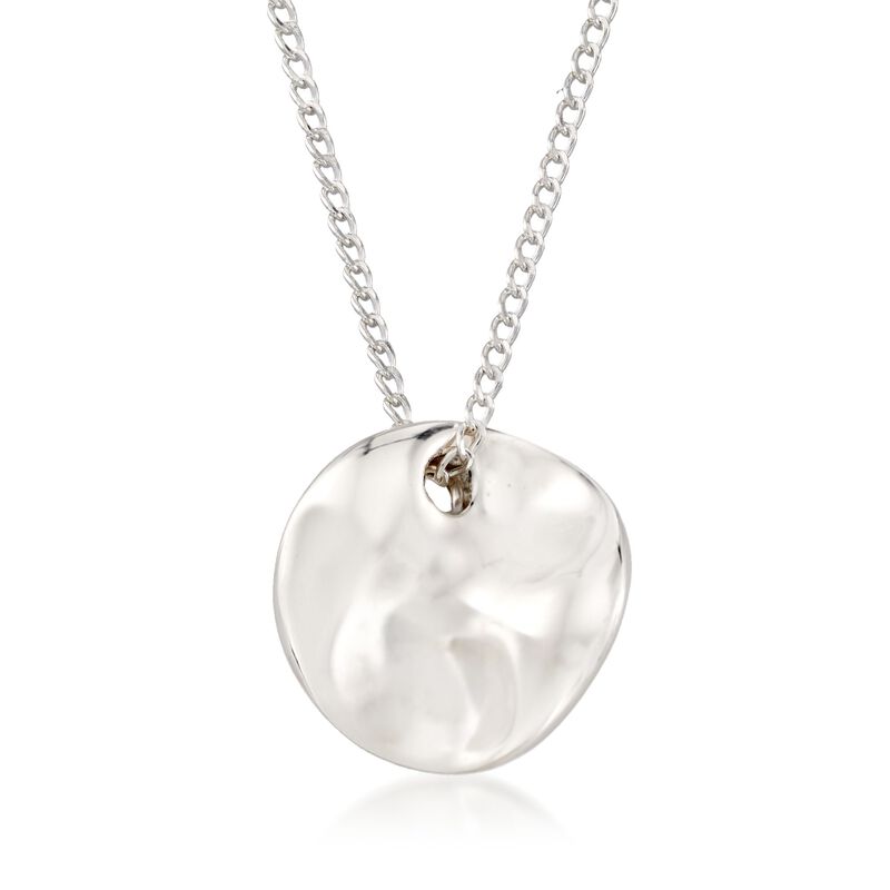 Zina Sterling Silver &quot;Contemporary&quot; Mini Mobius Disc Necklace. 17&quot; image number 1