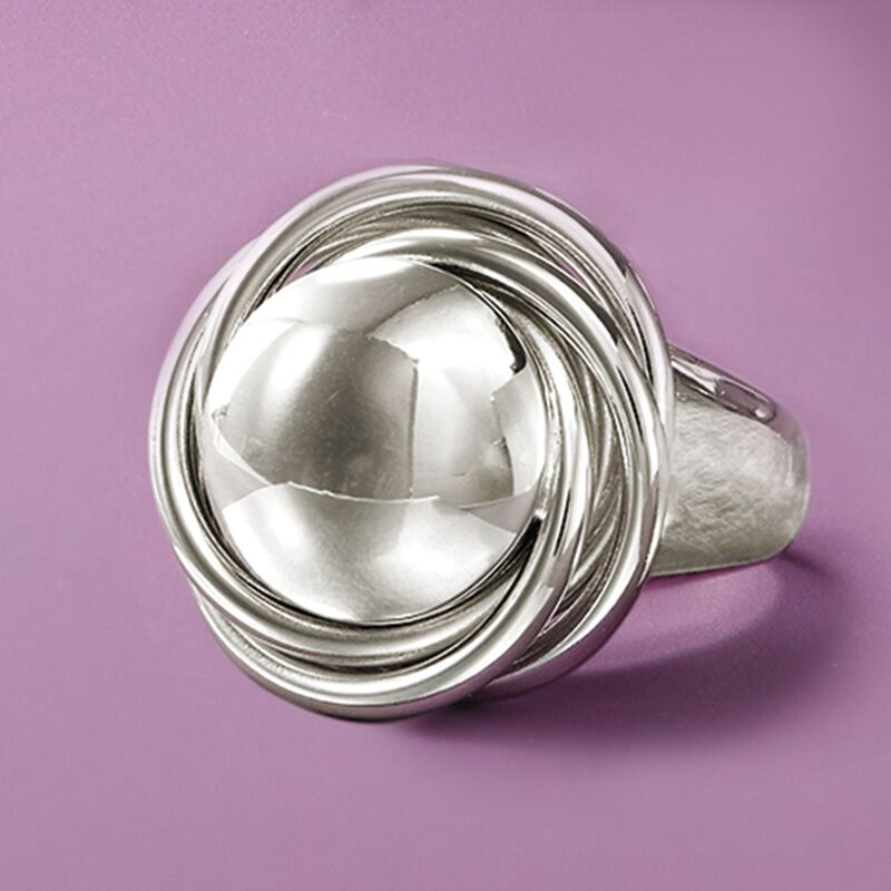 Italian Sterling Silver Big Bead Knot Ring image number 3