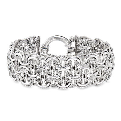 Rhodium-Plated Woven-Link Bracelet
