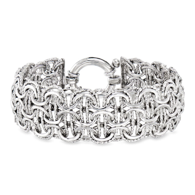 Rhodium-Plated Woven-Link Bracelet image number 0