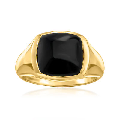 14kt Yellow Gold-Plated Ring with Onyx