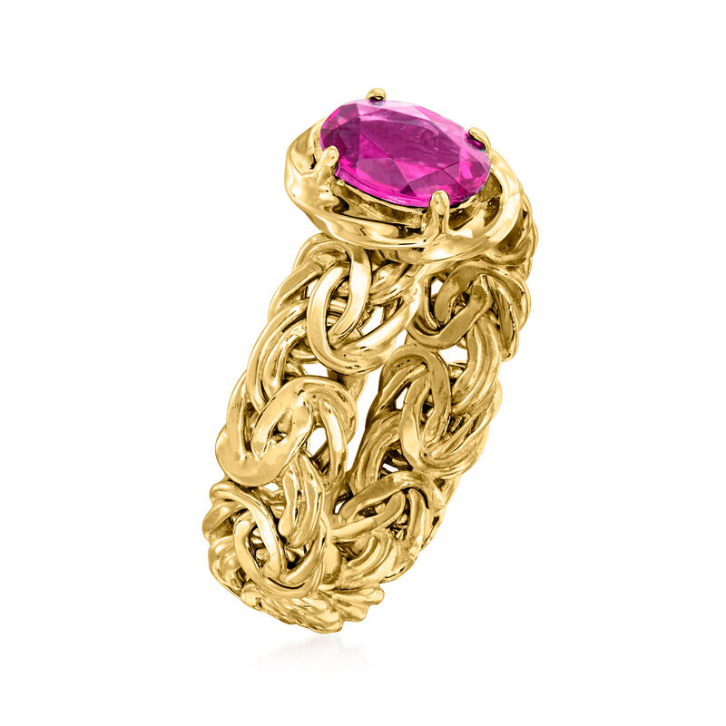 .80 Carat Pink Topaz Byzantine Ring in 18kt Gold Over Sterling image number 2
