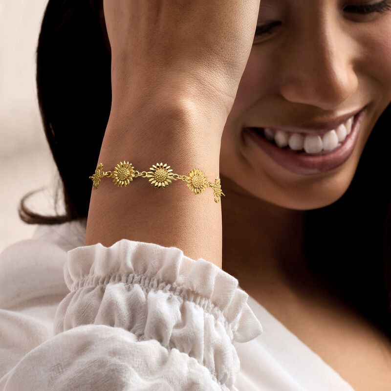 Italian 18kt Gold Over Sterling Sunflower Bracelet. 7&quot; image number 1