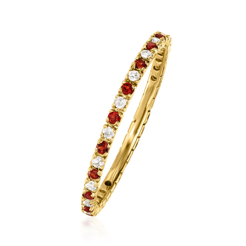 .20 ct. t.w. Garnet and .14 ct. t.w. Diamond Eternity Band in 14kt Yellow Gold image number 2