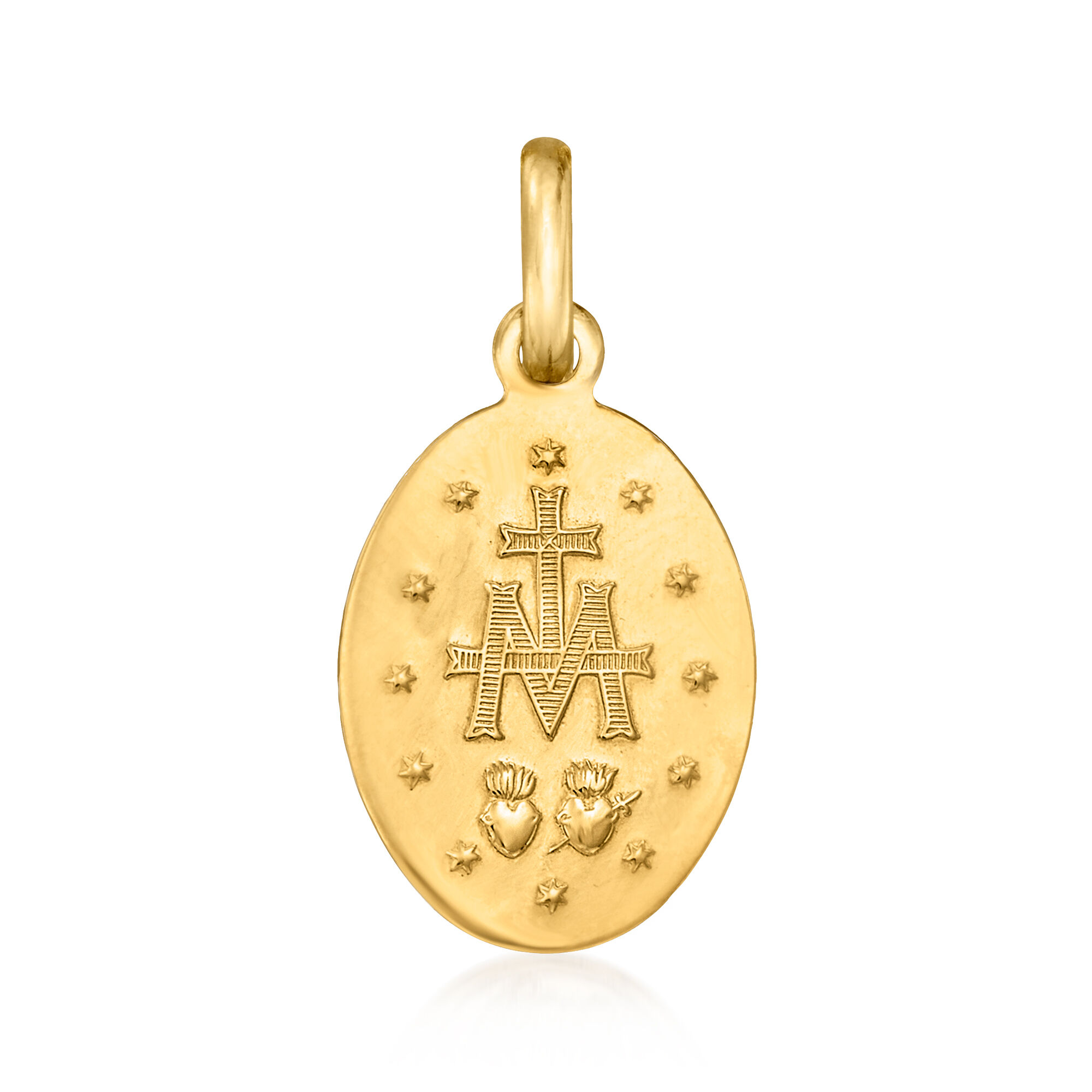 ゴールデンウィークラストSALE❕ ゴールド【 4mm×23mm 】18k Italian 18kt Yellow Gold Miraculous Medal Pendant | Ross Simons