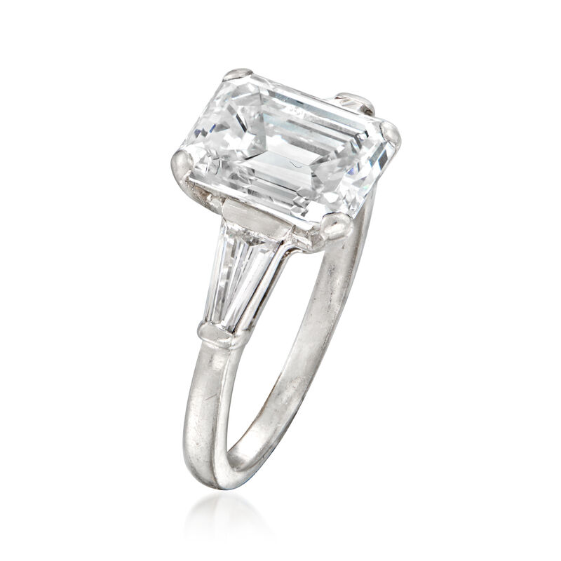 C. 1980 Vintage 3.76 ct. t.w. Certified Diamond Ring in Platinum image number 2