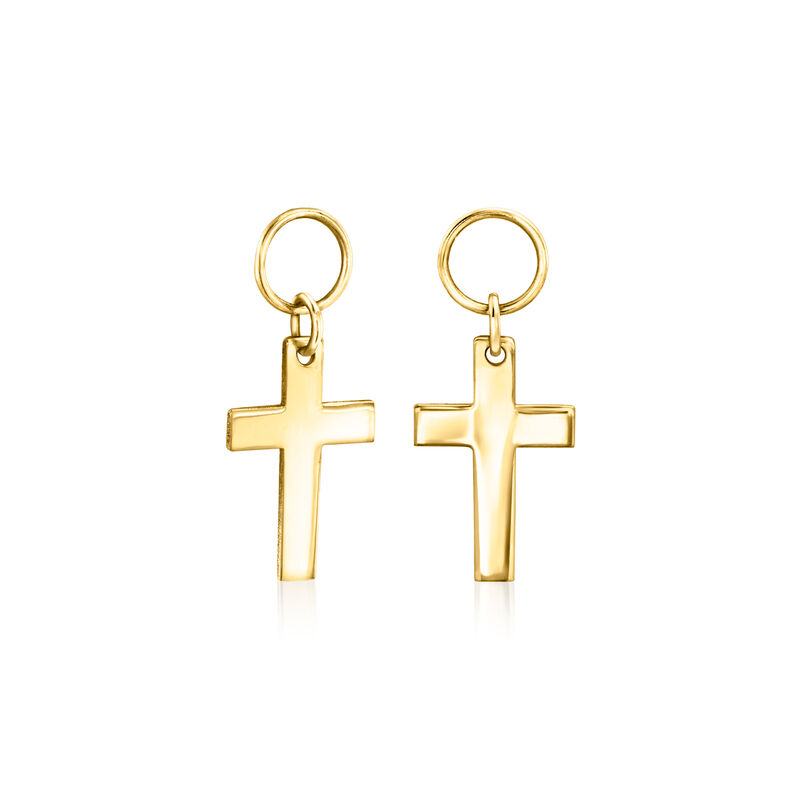 Italian 14kt Yellow Gold Cross Hoop Charms  image number 0