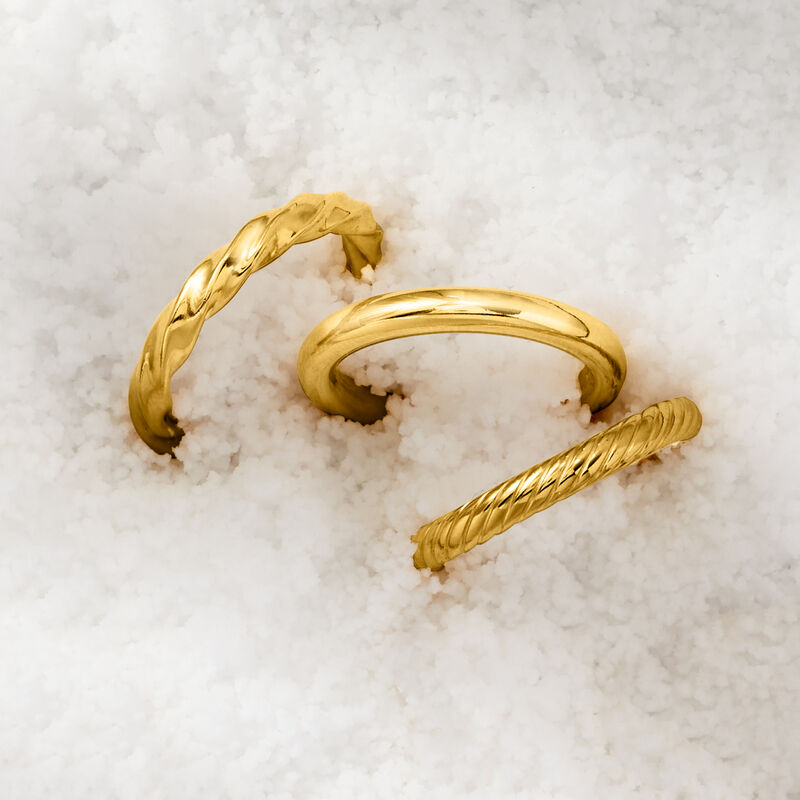 18kt Gold Over Sterling Jewelry Set: Three Polished Rings image number 5