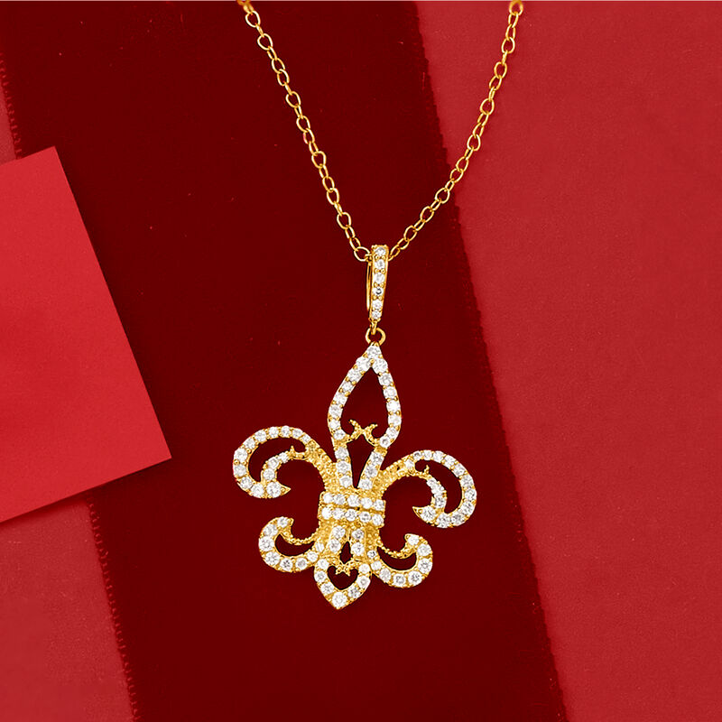 .50 ct. t.w. Diamond Fleur-De-Lis Pendant Necklace in 14kt Yellow Gold image number 2