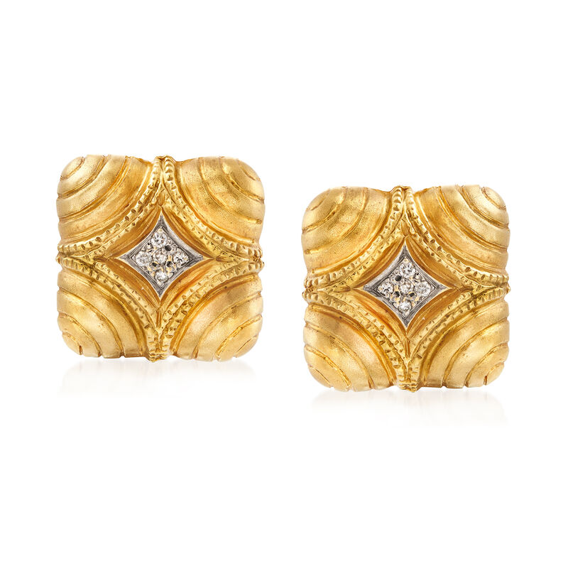 C. 1980 Vintage .20 ct. t.w. Diamond Shield Clip-On Earrings in 18kt Yellow Gold image number 0