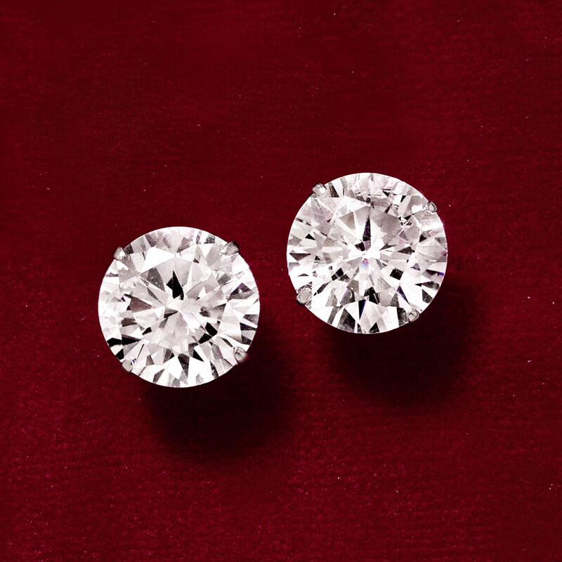 8.00 ct. t.w. CZ Stud Earrings in 14kt White Gold image number 5