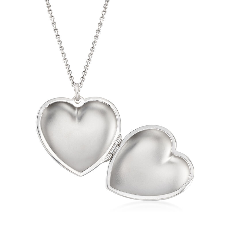 Italian Sterling Silver Personalized Heart Locket Necklace image number 2