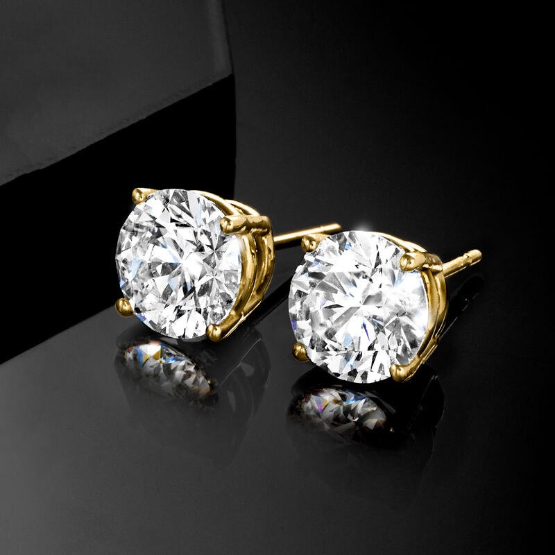 4.00 ct. t.w. Lab-Grown Diamond Stud Earrings in 14kt Yellow Gold  image number 2
